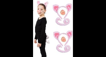 Rubies Verkleed set varken - 2x - oortjes/staart/snuit - roze - voor kinderen - carnaval