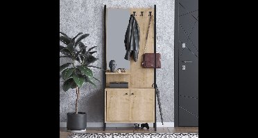 Lumi Kapstok | 100% MELAMINE | Eiken, Zwart - Asir Group - Halmeubel - Bruin - Spaanplaat