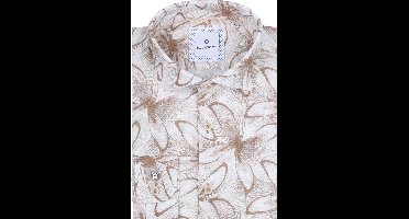 Blue Industry Overhemd Linnen Print Beige - Maat 38 - Heren - Overhemden Formeel