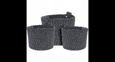 Set van 3 Grijze Touwmanden - Decoratieve Opbergmanden