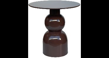 Livingfurn Bijzettafel Brix - Rond Bruin Staal - 50x49,5x52,5cm