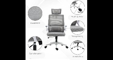 Ergonomische Bureaustoel - Bureaustoelen - Voor Volwassenen - Kantoorstoel - Verstelbare Bureaustoel - Bureau Stoel Gaming - Verstelbaar - Draaibaar - Mesh-stof - Gamestoel - 58X61X102-119 Cm.