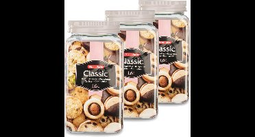 Plasticforte keuken voedsel voorraadpot - Set van 4x stuks - weckpot - taupe - 1.6 liter - kunststof - met deksel - 10 x 12 cm