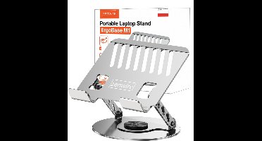 Zenwire ErgoBase M1 - Laptop Standaard Verstelbaar - Ergonomische Stand - Laptop houder - Laptopsteun - Laptophouder - Ergonomisch - Tot 10 kg belasting - 360° graden - tot 17,3 inch - zilver