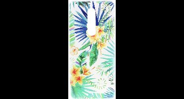 Shop4 - OnePlus 7 Pro Hoesje - Zachte Back Case Bloemen en Bladeren Transparant