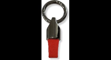 Luxe Sleutelhanger, Leren & Metaal Sleutelhanger, Kunstleer, Zwart - Rood