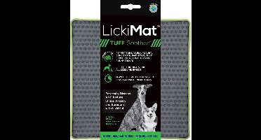 Lickimat Soother Tuff - Reducerende Stress Voermat 20x20 cm - Hondenvoerbak - Appelgroen&Grijs