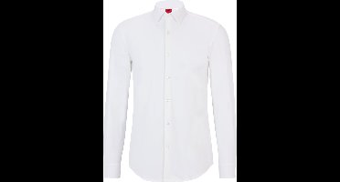 HUGO Kenno slim fit overhemd - tricot - wit - Strijkvriendelijk - Boordmaat: 38