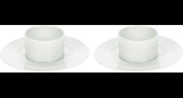 Set van 4x eierdopjes van porselein wit 11 cm - Houders voor gekookte eieren - Ontbijt en lunch Pasen tafeldecoratie