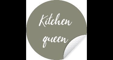 WallCircle® - Behangcirkel 30x30 cm - Muurstickers Spreuken - Vrouwen - Kitchen queen - Quotes - Muurcirkel keuken - Wanddecoratie accessoires - Zelfklevend schilderij - Wandcirkel decoratie