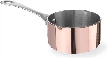 HENDI Steelpannetjes met schenktuit – 0,26L – 3-ply koper/aluminium/roestvast staal – ⌀85x(H)50mm