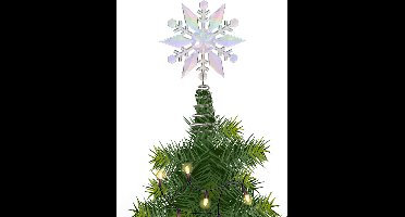 Decoris Kerstboom piek - edelweiss - transparant - parelmoer - H22,5 cm - kunststof