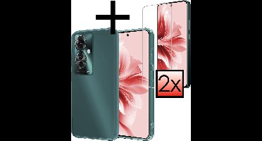Hoesje - Met 2x Screenprotector - Geschikt voor OPPO Reno 11F - Sterk & Shockproof - Back Cover - Siliconen Case - Telefoon Hoes - Transparant