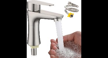 Luvetrex ® Toilet, koudwaterkraan 143mm, koudwaterarmatuur met 60cm aansluitslang, badkamerkraan RVS, wastafelarmatuur voor fontein/gastentoilet