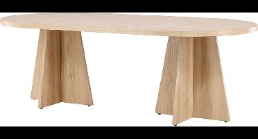 Bootcut eetkamertafel ovaal 115x230 cm whitewash.