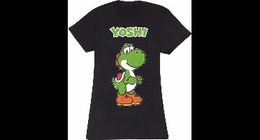 Super Mario Yoshi Name Tag Dames T-shirt - zwart - XXL