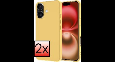 Hoesje - 2 Stuks - Geschikt voor Apple iPhone 16 - Sterk & Shockproof - Case Siliconen - Back Cover - Telefoon Hoes - Geel