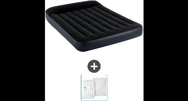 Intex Luchtbed - Twijfelaar - 137 x 191 x 25 cm - Donkerblauw - Inclusief en Hoeslaken