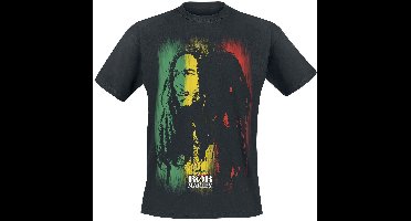 Bob Marley Stare Paint Stripe Heren T-shirt - zwart - 4XL