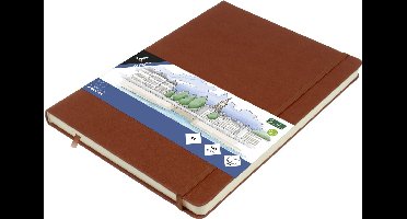 Kangaro schetsboek A4 - cognac - hardcover kaft - met elastiek en lint - K-861247