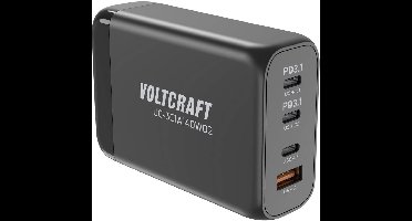 VOLTCRAFT UC-3C1A140W02 USB-oplader 140 W 3x USB-C, 1x USB-A Aantal uitgangen: 4 x GaN, USB Power Delivery (USB-PD), Sn