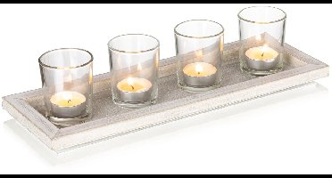 Boraboi ® Langwerpig Houten Dienblad voor Decoratieve Theelichthouder en Tafeldecoratie