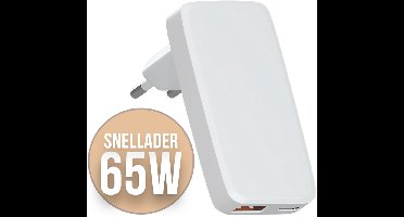 YSONIC Platte Oplader - Snellader - USB C Poort Adapter - Type C Stekker - 65W Fast Charge Geschikt voor Smartphones, Tablets & Laptop - Wit