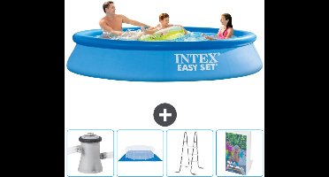 Intex Rond Opblaasbaar Easy Set Zwembad - 305 x 61 cm - Blauw - Inclusief Pomp Grondzeil - Ladder - Zwembadgids