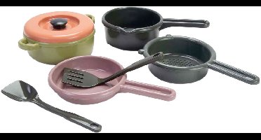Dantoy Green Bean pannenset speelgoedkeuken 7-delig multicolor.