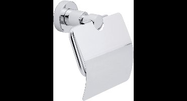 tesa toiletrolhouder LO met deksel verchroomd badkamer zelfklevend zonder boren – 140x135x80mm