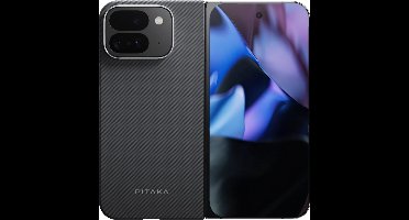 Pitaka MagEZ hoesje 5 Google Pixel 9 Pro Fold – Gemaakt van sterke aramide vezel – Behoudt slankheid van het apparaat – Extra duurzaamheid door aluminiumlegering in cameraring - Zwart
