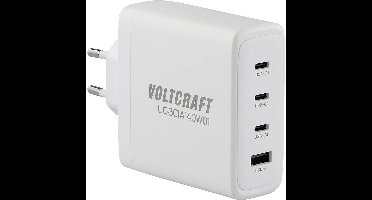 VOLTCRAFT UC-3C1A140W01 USB-oplader 140 W 3x USB-C, 1x USB-A USB PD 3.1 Wit Binnen GaN