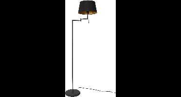 Mexlite - vloerlamp - Bella - zwart - linnen metaal - leeslamp - E27 - 5894ZW