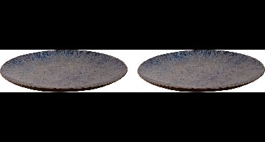 Palmer - Lester - Bord - 2 stuks - ø 27 cm - Blauw/Zwart - Stoneware - Bordenset