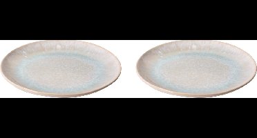 Palmer - Light Blue Sea - Bord - 2 stuks - ø 28,5 cm - Wit/Lichtblauw - Stoneware - Bordenset