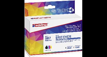 Edding Inktcartridge vervangt Brother LC-3219XLBKCMY Compatibel Combipack Zwart, Cyaan, Magenta, Geel EDD-587 18-587-01