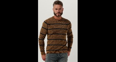Cast Iron R-neck Regular Fit Chenille Cotton Plated Truien & Vesten Heren - Sweater - Hoodie - Vest- Camel - Maat 3XL