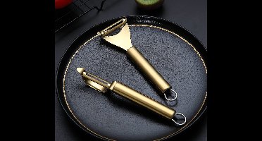 Selbro ® Stijlvolle Gouden Schiller Set voor Groenten en Fruit, Roestvrij Staal, Luxe en Functioneel Design