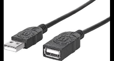Manhattan - 308519 - USB-kabel - 1 m - USB 2.0- USB A - Zwart