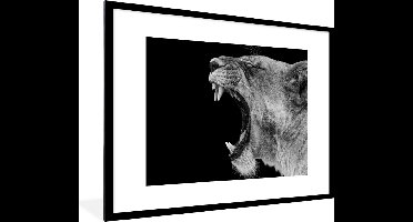 PosterMonkey - Poster - Fotolijst - Frame - Dieren - Leeuw - Jungle - Zwart wit - Posters - 80x60 cm - Kader - Wanddecoratie dieren - Posterlijst - Decoratie woonkamer