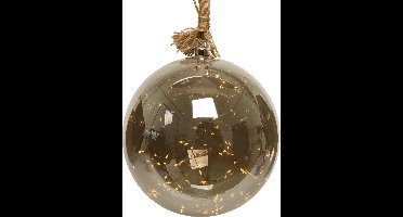 Lumineo - Micro LED bal met touw - Kerst - Kerstbal - 50 lampjes - Rookgrijs - Klassiek warm licht - voor binnen - op batterijen