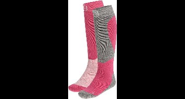 Apollo - Skisokken Kind - 2 X Paar - Unisex - Multi Roze - Maat 31/34 - Skisokken kinderen