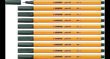 STABILO point 88 - Premium Fineliner - Fine 0,4 mm – Olijf Groen– Doos 10 stuks