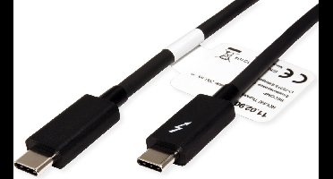 ROLINE Thunderbolt™ 3 kabel, 20G, 5A, M/M, zwart, 2 m