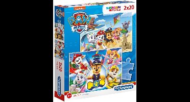 Clementoni - Paw Patrol - Kinderpuzzel - 27 x 19 cm - 2 Puzzels - 20 Stukjes - Vanaf 3 jaar