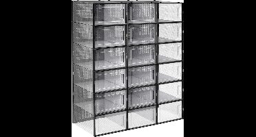 Blacky schoendozen - set van 18 - opbergdozen voor schoenen - schoen organizer - opvouwbaar en stapelbaar - voor schoenen tot maat 42 - transparant zwart