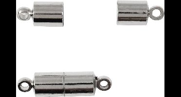 Magneetsluiting met ogen, L: 15 mm, d 5 mm, verzilverd, 10 stuk/ 1 doos