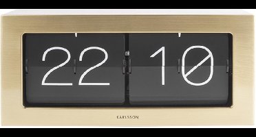 Karlsson Wand- / Tafelklok Boxed - Flip XL - Geborsteld Goud - 37x17,5x9cm - Scandinavisch