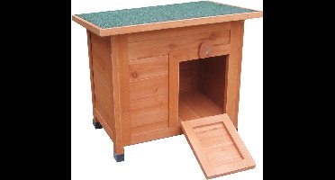 Konijnenhok – Compact konijnenhok voor buiten met nachthok – 53x37x46 cm – Flamingo Konijnenhok Domo Classic Bruin