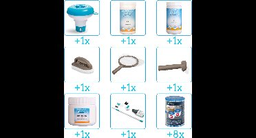 Spa Onderhoudsset - Compleet Onderhoudspakket - bevat Chloor - Scrubpad - Schepnet - Borstel - Stofzuiger - Filters - Chloordrijver - PH-min en PH-plus (9-delig)
